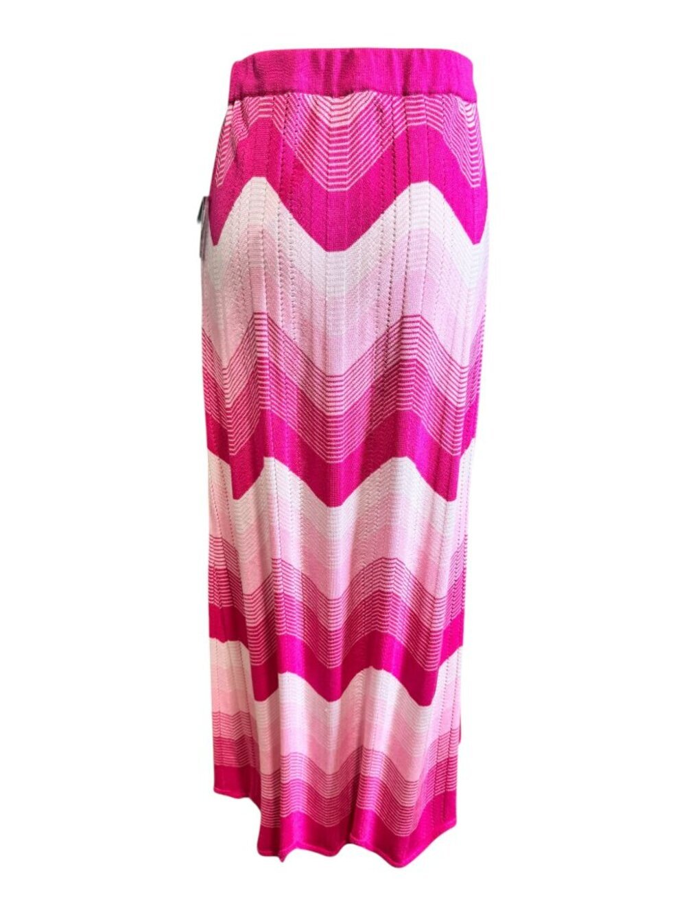 Ming Wang Pink Chevron Knit Maxi Skirt Size M - Zig Zag Pattern Long Midi | NWT - Picture 3 of 12